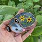 Mini Sleepy Sunflower Opossum Stained Glass Ornament
