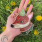 Light Green Mini Wizard Fox Stained Glass Suncatcher