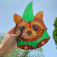 (Discounted due to crack) Green Glitter Wizard Raccoon Stained Glass Suncatcher