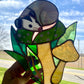 Sleepy Opossum Mushroom Stained Glass Suncatcher