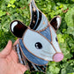 Black and White Wizard Opossum Stained Glass Suncatcher
