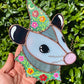 Pansy Opossum Stained Glass Suncatcher