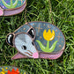 Sleepy Yellow Tulip Opossum Stained Glass Ornament