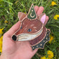 Dark Green Mini Wizard Fox Stained Glass Suncatcher