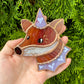 Mini Purple Heart Wizard Fox Stained Glass Suncatcher