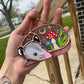 Mini Amanita Mushroom Sleepy Opossum Suncatcher