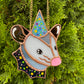 Blue Party Opossum Mini Stained Glass Suncatcher
