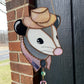 Lavender Cowboy Opossum Stained Glass Suncatcher