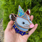 Blue Party Opossum Mini Stained Glass Suncatcher