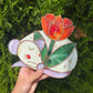 Flower Rat Stained Glass Suncatcher