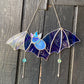 Blue Swirl Wizard Bat Stained Glass Suncatcher