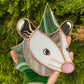 Swirly Green Aventurine Wizard Opossum Stained Glass Suncatcher