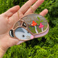 Mini Pink and Orange Mushroom Opossum Stained Glass Suncatcher