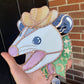 Green Celestial Screamy Cowboy Opossum Stained Glass Suncatcher