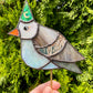 Wizard Pigeon Stained Glass Planter Stake