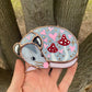 Mini Red (ver 2) Valentine Sleepy Opossum Stained Glass Suncatcher