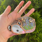 Lavender Sleepy Opossum Mini Stained Glass Suncatcher