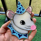 Mini White and Blue Wizard Rat Stained Glass Ornament