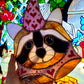 Lovely Wizard Raccoon Stained Glass Suncatcher