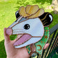 Green Celestial Screamy Cowboy Opossum Stained Glass Suncatcher
