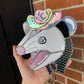 Cosmic Screaming Cowboy Opossum Stained Glass Suncatcher