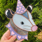 Purple and Pink Heart Opossum Stained Glass Suncatcher