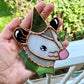 Green Van Gogh Wizard Opossum Stained Glass Suncatcher
