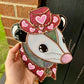 Pink Lovely Opossum Stained Glass Suncatcher