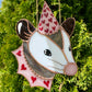Valentine Opossum Stained Glass Suncatcher