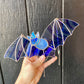 Blue Swirl Wizard Bat Stained Glass Suncatcher