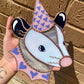 Pink and Purple Heart Opossum Stained Glass Suncatcher