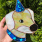 Blue Wizard Puppy Stained Glass Suncatcher
