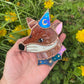 Blue/green Iridescent Mini Wizard Fox Stained Glass Suncatcher