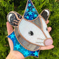 Blue Star Wizard Opossum Stained Glass Suncatcher
