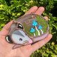 Blue Mushrooms Opossum Mini Stained Glass Suncatcher