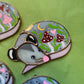 Mini Red (ver 1) Valentine Sleepy Opossum Stained Glass Suncatcher