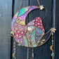 Magenta Mushroom Moon Stained Glass Suncatcher