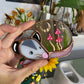 Mini Pink Mushroom Opossum Stained Glass Suncatcher