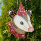 Hot Pink Wizard Opossum Stained Glass Suncatcher