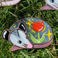 Sleepy Red Iridescent Tulip Opossum Stained Glass Ornament