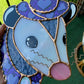 Purple Van Gogh Cowboy Opossum Stained Glass Suncatcher
