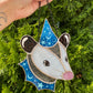 Dreamy Blue Wizard Opossum Stained Glass Suncatcher