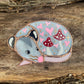 Mini Red (ver 2) Valentine Sleepy Opossum Stained Glass Suncatcher