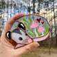 Mini Pink (ver 1) Valentine Sleepy Opossum Stained Glass Suncatcher
