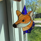 Royal Blue Wizard Fox Stained Glass Suncatcher