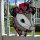 Red Lovely Cowboy Opossum Stained Glass Suncatcher