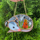 Stacked Pumpkins Sleepy Opossum Mini Stained Glass Suncatcher