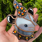 Mini Candycorn Wizard Opossum Stained Glass Suncatcher
