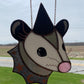 Purple Cosmic Wizard Opossum Stained Glass Suncatcher