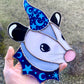 Blue Wizard Opossum Stained Glass Suncatcher